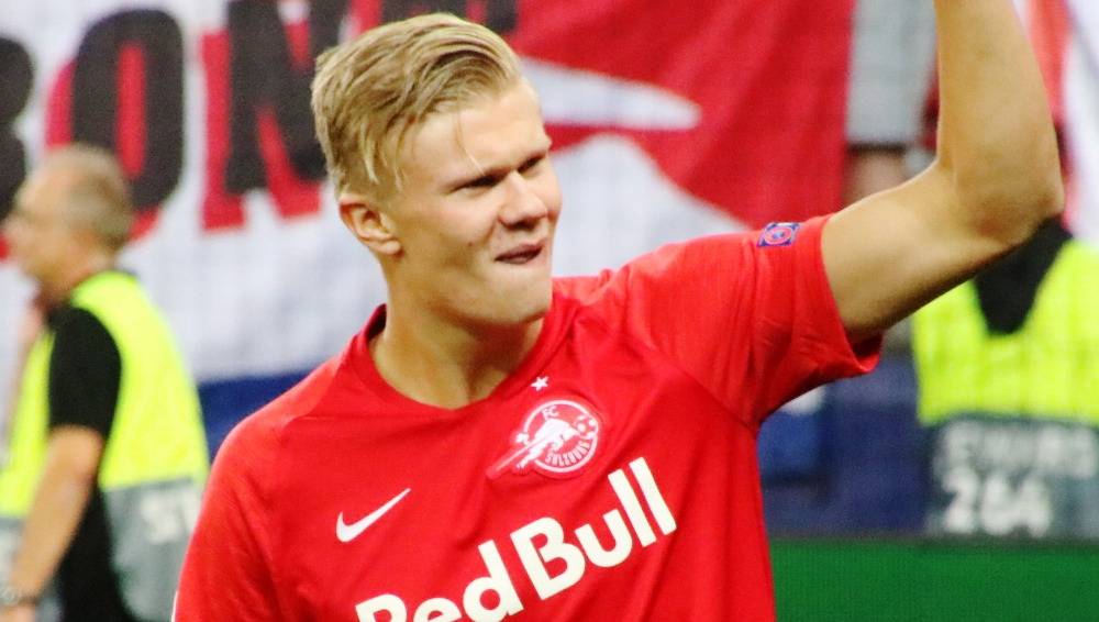 Erling Haaland in action for Red Bull Salzburg during his breakthrough Champions League campaign